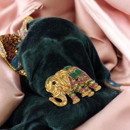 Mahi Stones Studded Elephant-Shaped Brooch-49