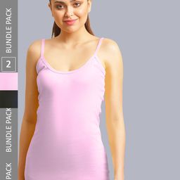 FBAR Pack Of 2 Non-Padded Pure Cotton Bio Wash Camisoles-picture-1