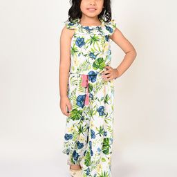 LIL DRAMA Girls Floral Printed Ruffle Crop Top With Joggers-image-60