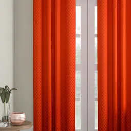 Aura Rust Geometric Printed Room Darkening Long Door Curtain-11