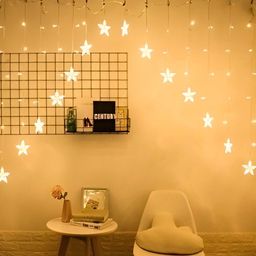 SPARK WORLD Yellow Star Shape LED Curtain Fairy String Lights-9