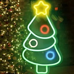 the party planet Green & Yellow Christmas Tree LED Neon Light-1