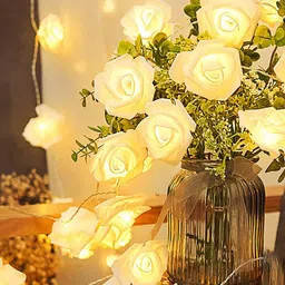 Homesake Gold & White Rose Fairy String Lights-54