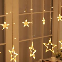 SPARK WORLD Yellow Star Shape LED Curtain Fairy String Lights-17