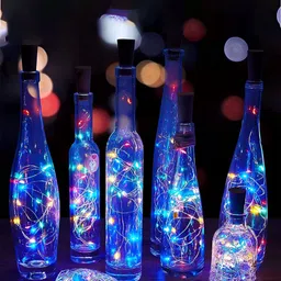 Kuber Industries 6 Pieces Blue & Pink 20 LED Wine Bottle Cork Copper Wire String Lights-6