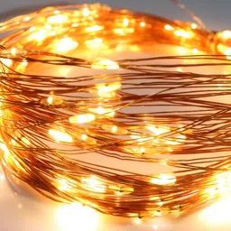 SPARK WORLD Gold Toned Rice Shaped String Lights-23