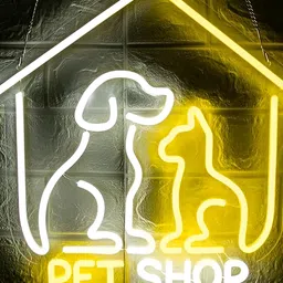 the party planet Yellow & White Pet Shop LED Neon Light-33
