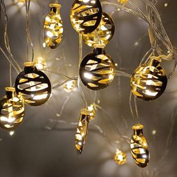 Homesake Golden & White Moroccan Copper Fairy String Lights-10