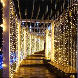 XERGY Gold Window Curtain String Lights With 8 Flashing Modes image 3