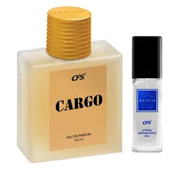 CFS Set of Cargo Khakhi Eau De Parfum 100ml & Begin Blue Apparel Perfume Spray 25ml-2