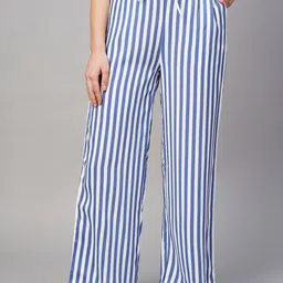 DRAPE IN VOGUE Women Striped Cotton Lounge Pant-image-93