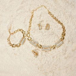 SOHI Gold-Plated White Stone Studded Jewellery Set-image-42