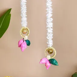 Nestasia Set Of 2 White Floral Embellished Wall Hanging-36