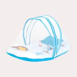 Superminis Infant Turquoise Blue & White Printed Cotton Bedding Set with Mosquito Net-38
