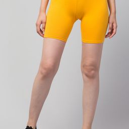 Apraa & Parma Women Yellow Solid Cotton Skinny Fit Cycling Sports Shorts-image-88