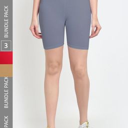 Jinfo Women Pack of 3 Cotton Sports Shorts-picture-43
