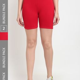 Jinfo Women Pack Of 2 Mid-Rise Super Commed Lycra Cycling Sports Shorts-image-66