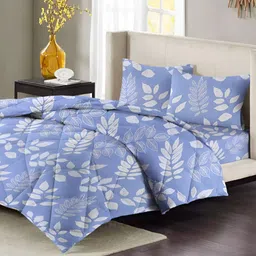 bsb home Silver-Toned & Blue Floral Microfiber Double King Superfine Bedding Set-image-80