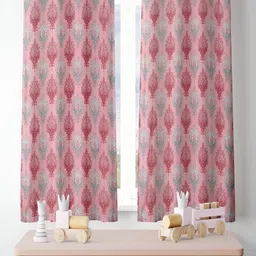 ERIC LONDON Pink & Grey 2 Pieces Ethnic Motifs Printed Room Darkening Window Curtains-image-57