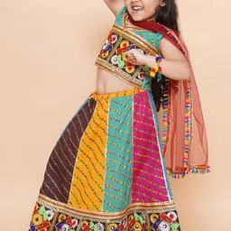 Aj DEZInES Girls Embroidered Ready to Wear Lehenga & Blouse With Dupatta-16