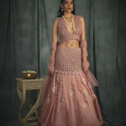 Nikita Vishakha Embroidered Organza Made to Measure Lehenga & Blouse With Dupatta-16
