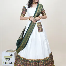 Fabcartz Woven Design Semi-Stitched Lehenga & Unstitched Blouse With Dupatta-picture-15