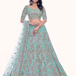 Fusionic Embroidered Semi-Stitched Lehenga & Unstitched Blouse With Dupatta-image-73