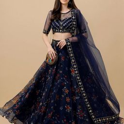 BAESD Embroidered Thread Work Semi-Stitched Lehenga & Unstitched Blouse With Dupatta-picture-10