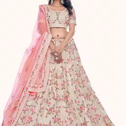 Fusionic Embroidered Semi-Stitched Lehenga & Unstitched Blouse With Dupatta-image-75
