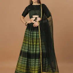 KALINI Printed Semi-Stitched Lehenga & Unstitched Blouse With Dupatta-picture-12