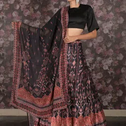 ODETTE Printed Semi-Stitched Lehenga & Unstitched Blouse With Dupatta-picture-3
