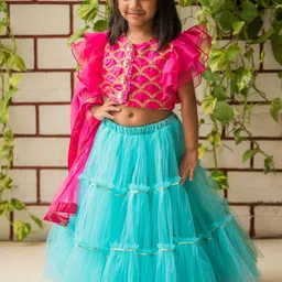 Fairies Forever Girls Embellished Ready to Wear Cotton Lehenga Choli With Dupatta-picture-33