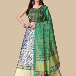 Kaizen TEXO FAB Printed Sequinned  Semi-Stitched Lehenga & Unstitched Blouse With Dupatta-picture-13