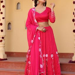 Thread & Button Ready to Wear Lehenga Blouse With Dupatta-picture-0