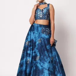 SHUBHKALA Embroidered Velvet Semi-Stitched Lehenga & Unstitched Blouse With Dupatta-image-10