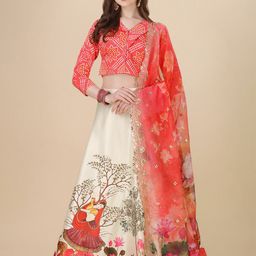 Kaizen TEXO FAB Bandhini Printed Semi-Stitched Lehenga & Blouse With Dupatta-picture-8