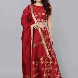AKS Couture Woven Design Brocade Zari Ready to Wear Lehenga & Blouse With Dupatta-picture-29