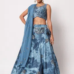 SHUBHKALA Embroidered Velvet Semi-Stitched Lehenga & Unstitched Blouse With Dupatta-image-59