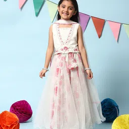 Biba Girls Floral Embroidered Ready to Wear Lehenga & Blouse With Dupatta-image-34