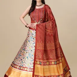 Kaizen TEXO FAB Embroidered Semi-Stitched Lehenga & Unstitched Blouse With Dupatta-37