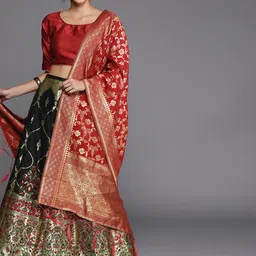 MANVAA Woven Design Semi-Stitched Lehenga & Unstitched Blouse With Dupatta-picture-33