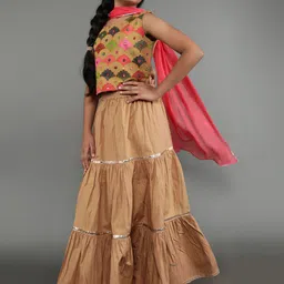 Aks Kids Girls Embroidered Mirror Work Ready To Wear Lehenga & Blouse With Dupatta-picture-33