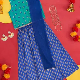 YU by Pantaloons Girls Printed Ready to Wear Lehenga & Blouse With Dupatta-image-40