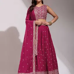Fabcartz Embellished Silk Georgette Semi Stitched Lehenga & Unstitched Blouse With Dupatta-picture-10