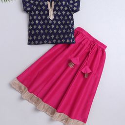 The Magic Wand Girls Floral Foil Printed Ready to Wear Lehenga & Choli-image-40