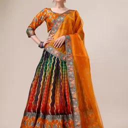 SAPTRANGI Printed Ready to Wear Lehenga & Blouse With Dupatta-picture-11