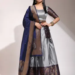 Fabcartz Zari  Semi-Stitched Lehenga & Unstitched Blouse With Dupatta-picture-35