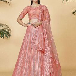 Fusionic Embroidered Sequinned Semi-Stitched Lehenga & Unstitched Blouse With Dupatta-picture-18