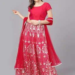 AKS Couture Ethnic Motifs Printed Ready to Wear Lehenga & Blouse With Dupatta-picture-30
