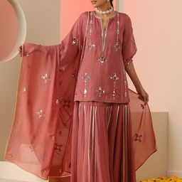 KUDI PATAKA Embellished Mirror Work Ready to Wear Lehenga & Blouse With Dupatta-image-46